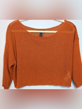 Bold Burnt Orange Cropped Knit Sweater